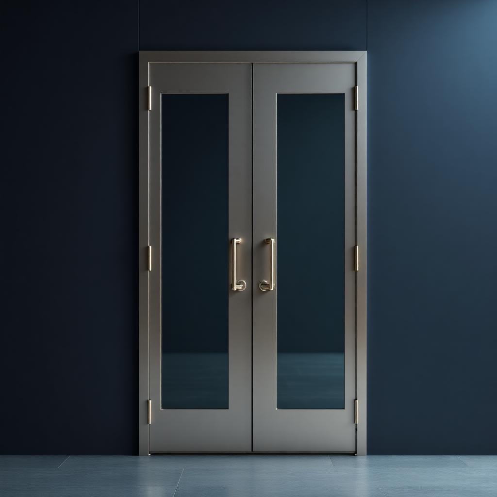 All-glass entry door with patch fittings
