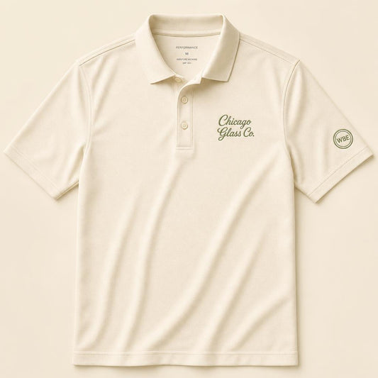 Chicago Glass Co. cream performance golf polo