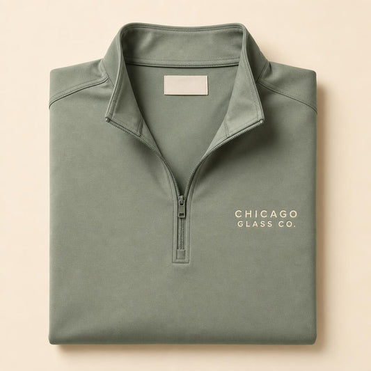 Chicago Glass Co. sage performance quarter-zip pullover